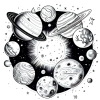 Galaxies and Planets Adult Coloring Book