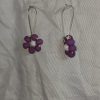 Beaded Flower Earrings - Small Purple