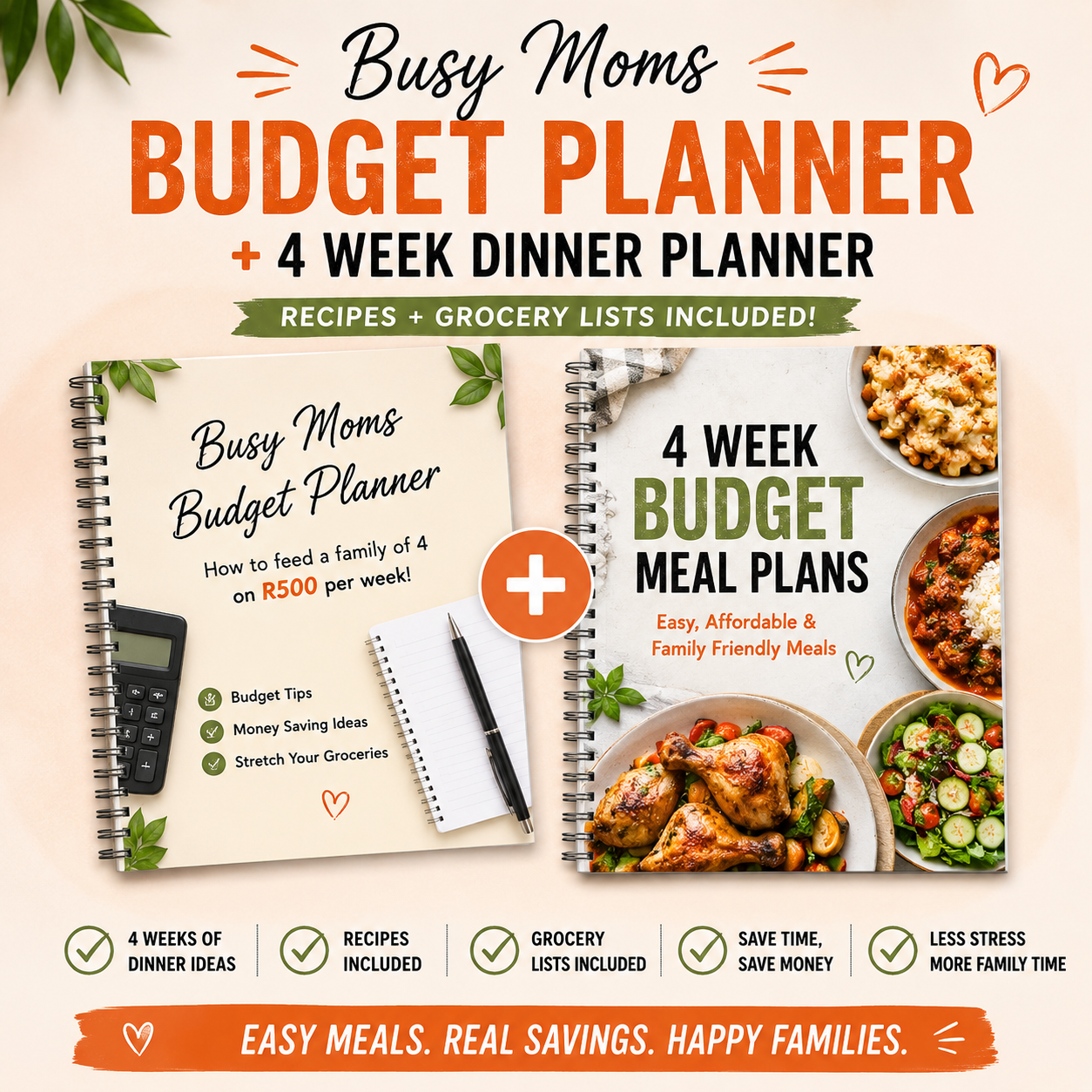 Busy Moms Budget Planner + 4 Week Dinner Planner